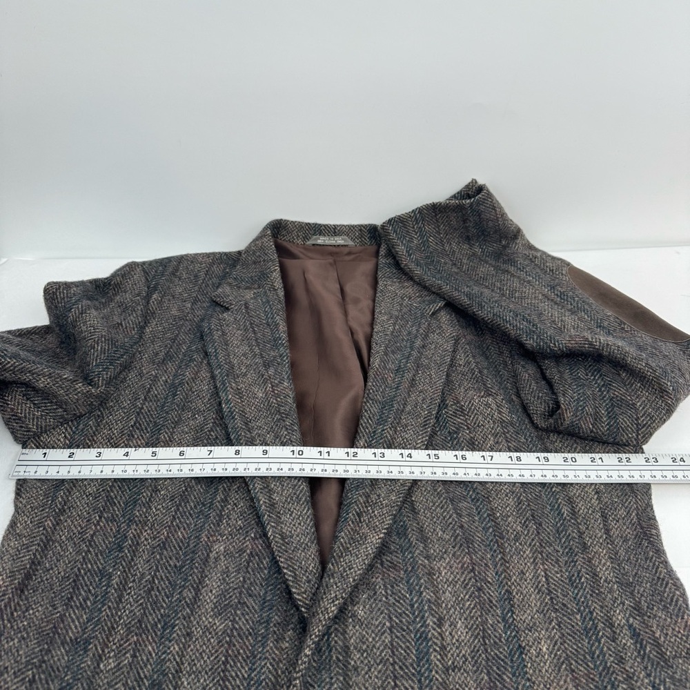Vintage Haggar Tweed Sports Coat Jacket Brown Elbow Patches Mens 44L USA - Picture 5 of 11